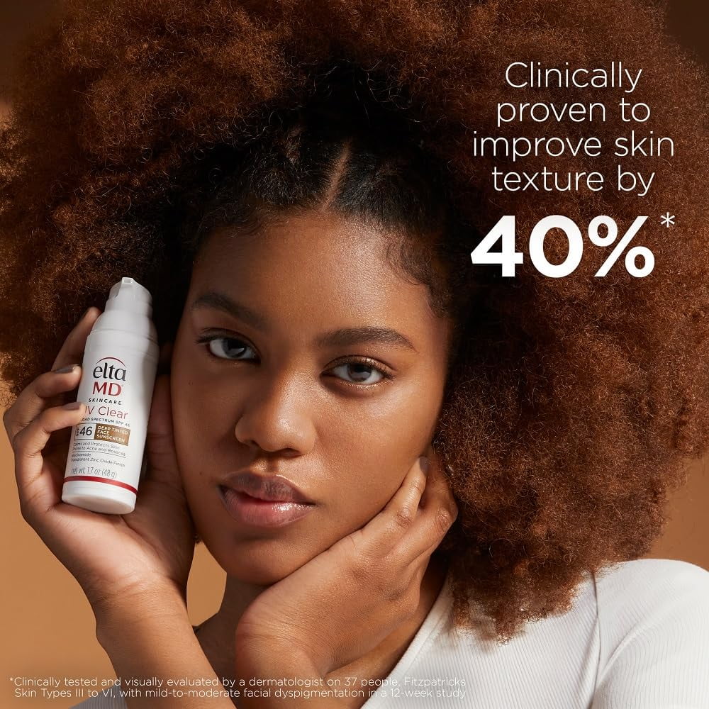 EltaMD UV Clear Deep Tint Face Sunscreen, SPF 46 Tinted Sunscreen with Zinc Oxide, Oil-Free, For Sensitive Skin, Acne-Prone Skin, Lightweight, Dermatologist Recommended, 1.7 oz
