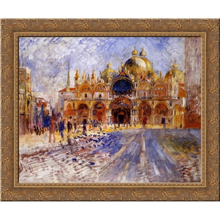 The Piazza San Marco 24x20 Gold Ornate Wood Framed Canvas Art by Renoir, Pierre Auguste