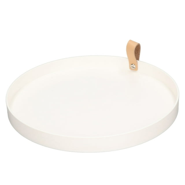 Bandeja para joyería de ABS, elegante, multifunción, resistente al agua, de estilo redondo y sencillo, color blanco, para tocador de perfumes y joyas