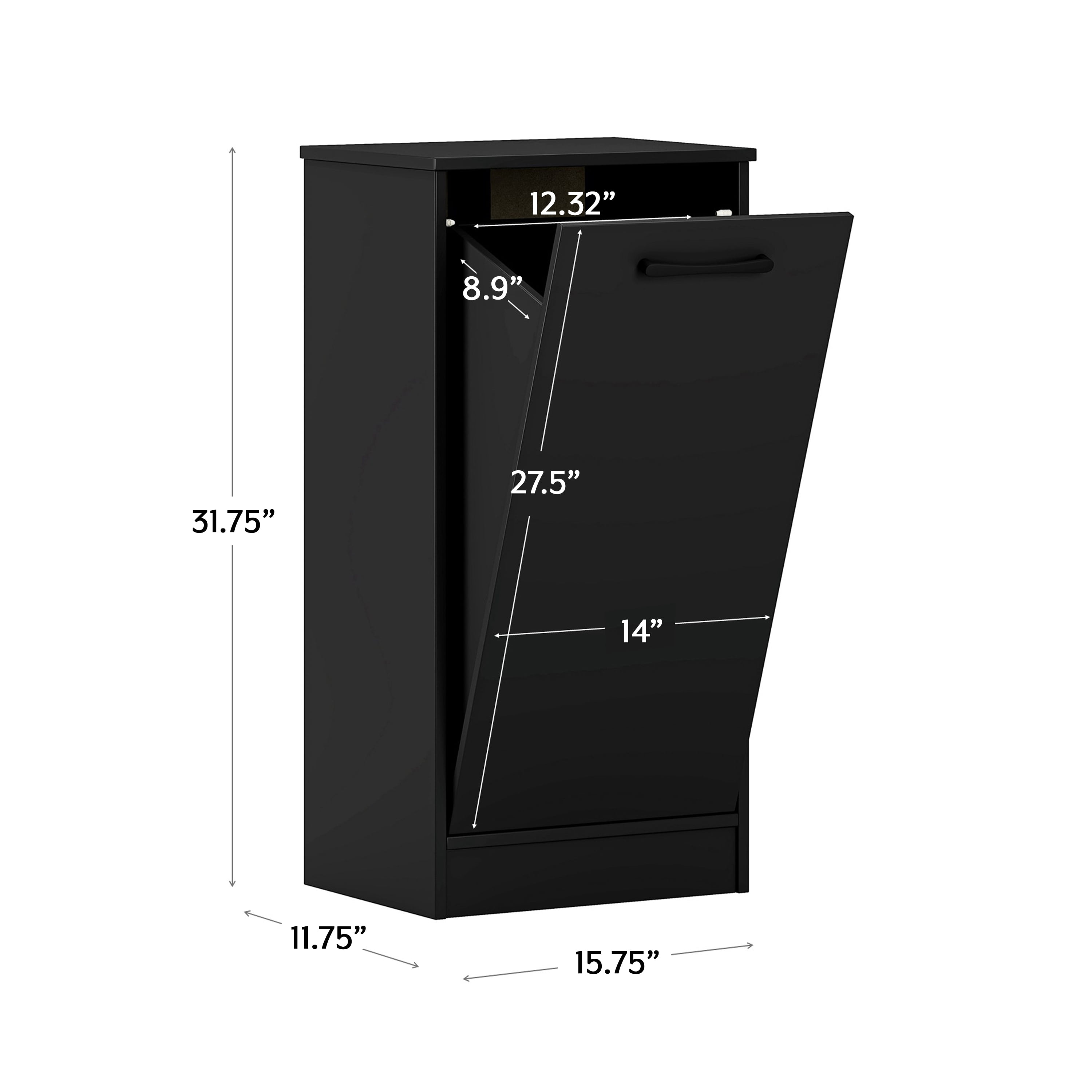 Mainstays Ardent Tilt-Out Laundry Hamper Cabinet, Black