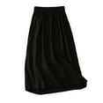 thumbnail image 4 of Women's Summer Linen Button Front Elastic High Waist Swing A Line Midi Skirt Black XL, 4 of 4