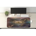 thumbnail image 2 of Magic Computer Mouse Pad, Double Exposure Outer Space Mixed with Earth Symbolic Eternity Details Print, Rectangle Non-Slip Rubber Mousepad X-Large, 35" x 15" Gaming Size, Purple Tan, by Ambesonne, 2 of 2