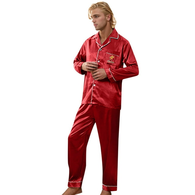 Fvwitlyh Pyjama pour Couples en Soie et Matériau Coolmax pour une Vie Décontractée à la Maison Rouge, TG