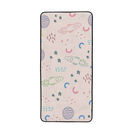 LNWH Bath Towel, Spaceship Doodle Pattern Absorbent Coral Fleece Bath Towel for Bathroom, Gym, Beach-27x55in