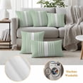 thumbnail image 6 of Outdoor Waterproof Pillow Covers Modern White Stripe on Green Decorative Throw Pillow Protectors,Pillowcase Cushion Cases for Patio Sofa Garden Couch,16x16in,Pack of 2, 6 of 9
