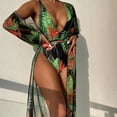 thumbnail image 2 of Bikini ajustado con estampado de hojas y flores para mujer, traje de baño cómodo de una pieza con agujeros para mujer OAVQHLG3B Store  lin121212, 2 of 4