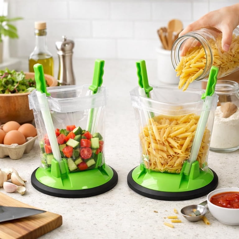 GadgetNestUSA, Adjustable Freezer Bag Holder Stand, 2-Pack, Green