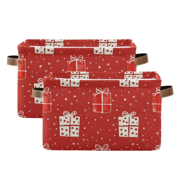 Ryvnso Christmas Gift Storage Basket Large Bin Foldable Boxes Toys Organizer 14.2x10.2x8.3in 2 PCs
