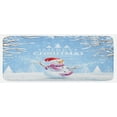 thumbnail image 1 of Christmas Kitchen Mat, Snowman in a Snowy Winter Day with Xmas Hat Frosty Noel Theme, Plush Decorative Kitchen Mat with Non Slip Backing, 47" X 19", White Blue, by Ambesonne, 1 of 1