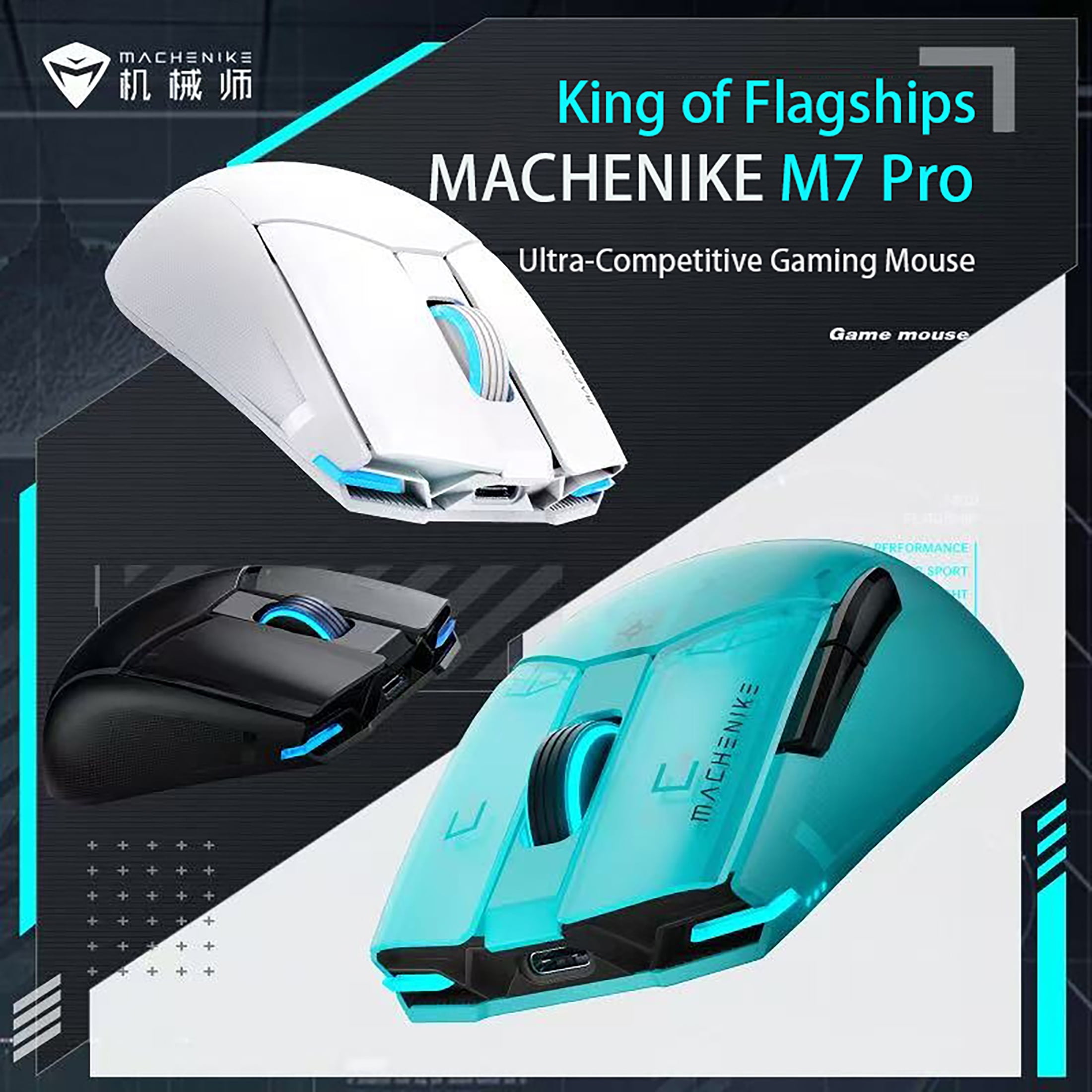 MACHENIKE M7 Pro Wireless Gaming Mouse - PAW3311 Sensor, 1ms Response, 74g Lightweight, 120-Hour Battery, RGB Lighting, Dual-Mode Connectivity