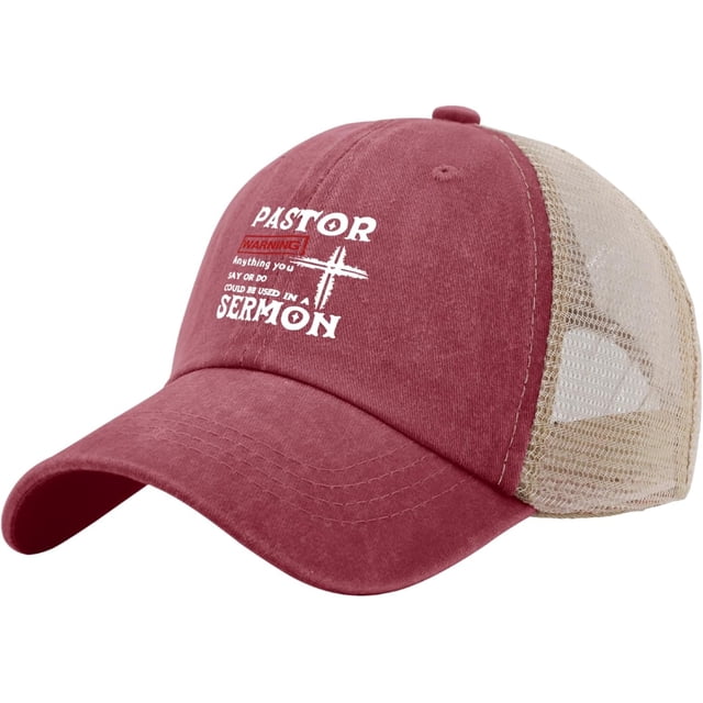 Pastor Gift Pastor Warning Anything You say Trucker Hat Men Trendy Mesh Baseball Cap for Summer