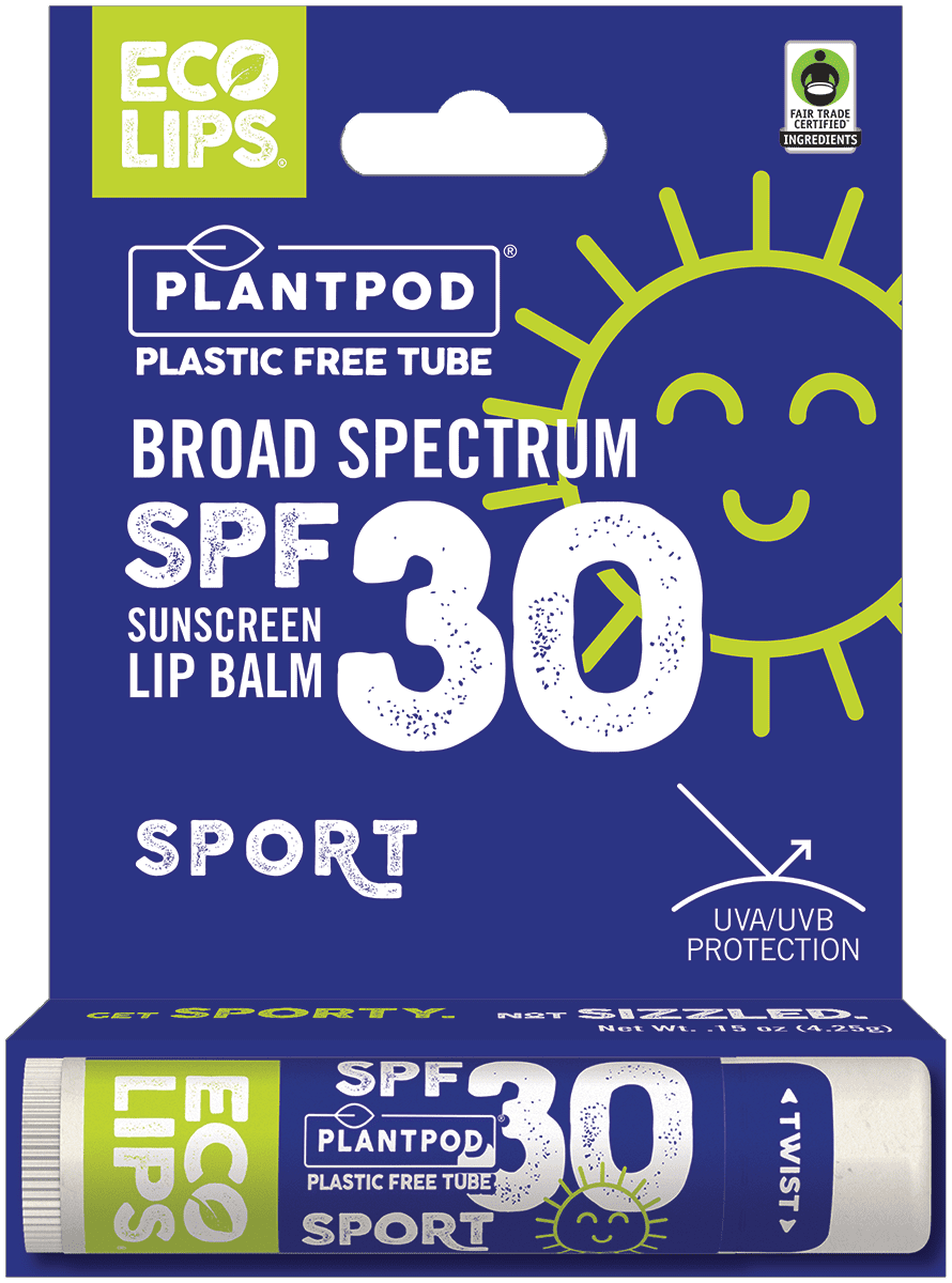 Eco Lips Sport SPF30 Broad Spectrum Sunscreen Plant Pod Lip Balm, 1 Each