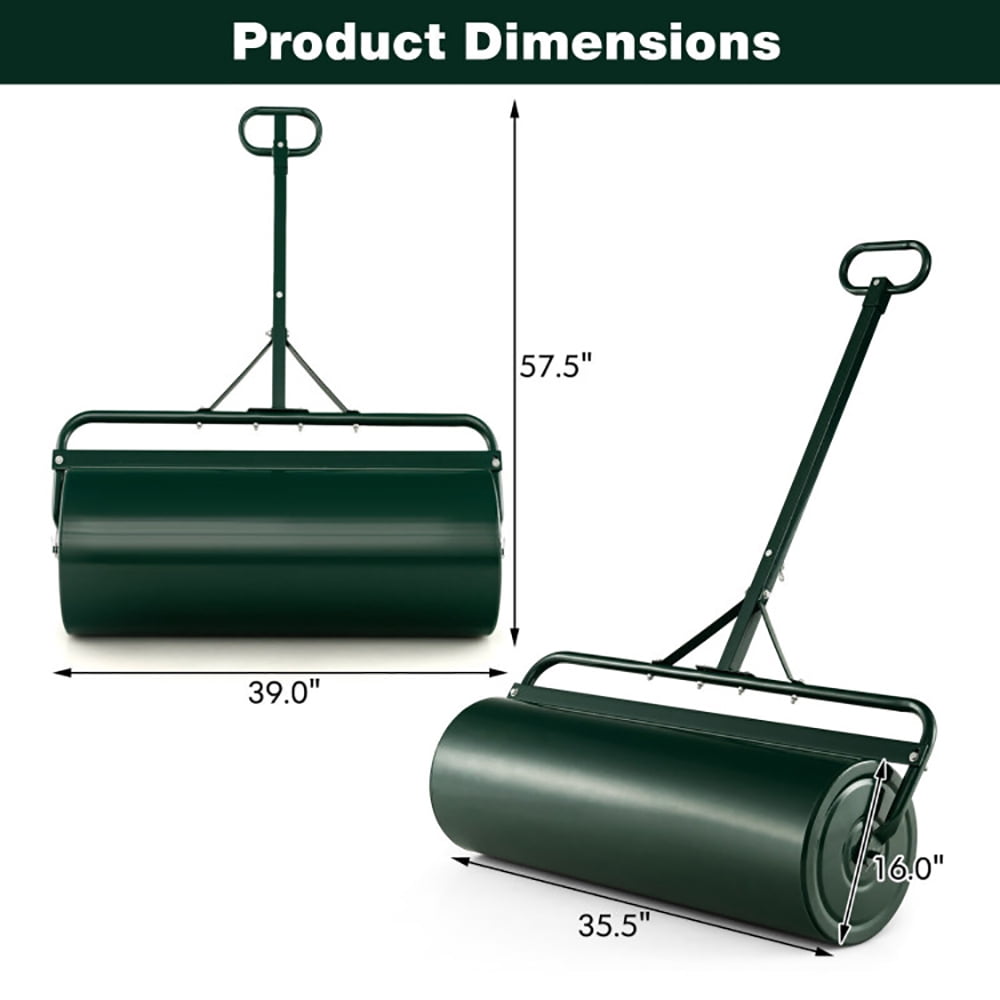 Resenkos Manual Lawn Aerator, Aerator Lawn Tool,39 Inch Wide Push/Tow Lawn Roller-Green