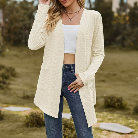 QUINDOS Womens Cardigan,Women's And Winter Sweater Coat Cardigan Long Sleeve Pocket Blouse Clothing Loose Tops