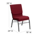 thumbnail image 2 of HERCULES Series 18.5''W Church Chair in Burgundy Fabric with Book Rack - Silver Vein Frame, 2 of 9