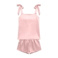 thumbnail image 6 of biudgviw Womens Silk Pajama Set Bow Tie Knot Tank Top Sleepwear Square Neck Sleeveless Nightwear 2 Piece Satin Pjs Shorts Set, 6 of 6
