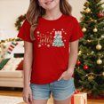thumbnail image 2 of sdbrld Girls Christmas Shirts Short Sleeve Crew Neck Graphic Tees Holiday Tops Toddler to Big Kid Red Sizes 5-6 Years, 2 of 5