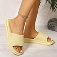 thumbnail image 3 of Cloud Slides for Women and Men Platform House Slippers Nonslip Quick Drying Soft Lightweight Shower Shoes Slip on Open Toe Sandals Yellow Size 6.5, 3 of 6