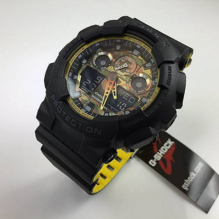 G Shock Men s Analog Digital Black Yellow Resin Strap Watch GA100BY 1A
