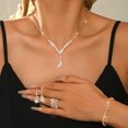 thumbnail image 3 of AEXTO Elegant Crystal Necklace Earrings Bracelets Set Silver Bridal Wedding Jewelry Sets Bride Bridesmaids Prom Formal Costume Accessories for Women, 3 of 7