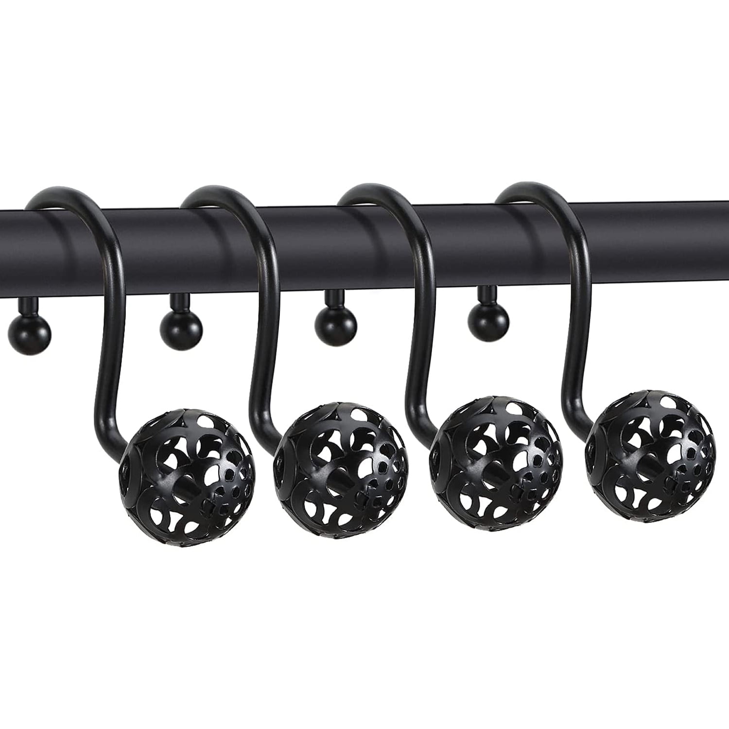 Black Shower Curtain Hooks Rings Oil Rubbed Decorative Shower Curtain Hooks,Set of 12 Metal