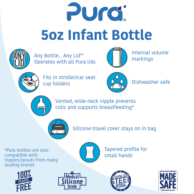 Pura Kiki 5 oz / 150 ml Infant Bottle in Natural Stainless – Pur'itsy