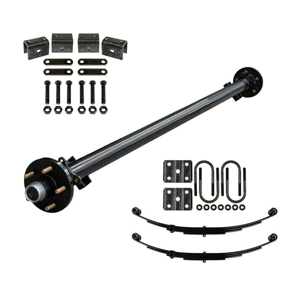 3500 lb Light Duty Single Trailer Axle Kit with Suspension - Leaf Springs, Hanger & U-Bolt Kit (85" Hubface - 70" Spring Center, 5x5 Bolt Pattern)