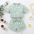 thumbnail image 2 of Vedolay Two Piece Sets For Girls Girl's 2 Pieces Casual Outfit Set Round Neck Short Sleeve Tee and Belted Shorts Set,Green 12-18 Months, 2 of 4