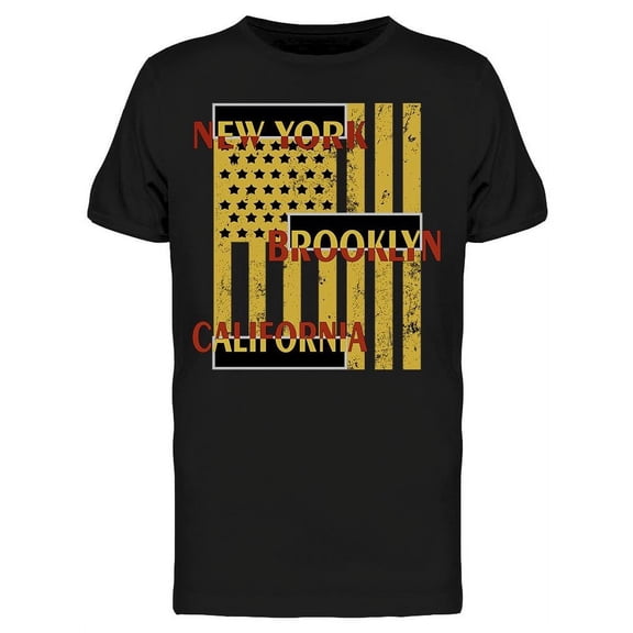 American Flag With Locations T-Shirt Men -Image by Shutterstock, Male Small