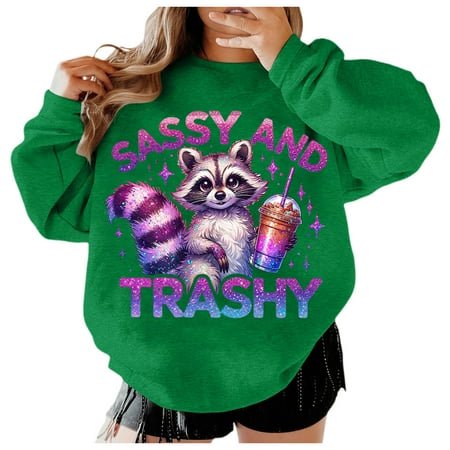 WEAIXIMIUNG Womens Sweatshirt Zip Up Pattern Funny Bohemian Cute Stay Garbage Oversized Hoodless Hoodie