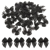 Uxcell 50 Pack Satin Ribbon Bows, Twist Tie Bows Gift Wrap Bow Decoration for DIY Sewing Craft, Wedding, Birthday Presents, Scrapbooking (Black)