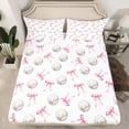 thumbnail image 2 of jejeloiu Cute Pink Bowknot Full Size Sheets,Kids Volleyball Game Bed Sheets For Bow Girls 4-Piece, 2 of 7