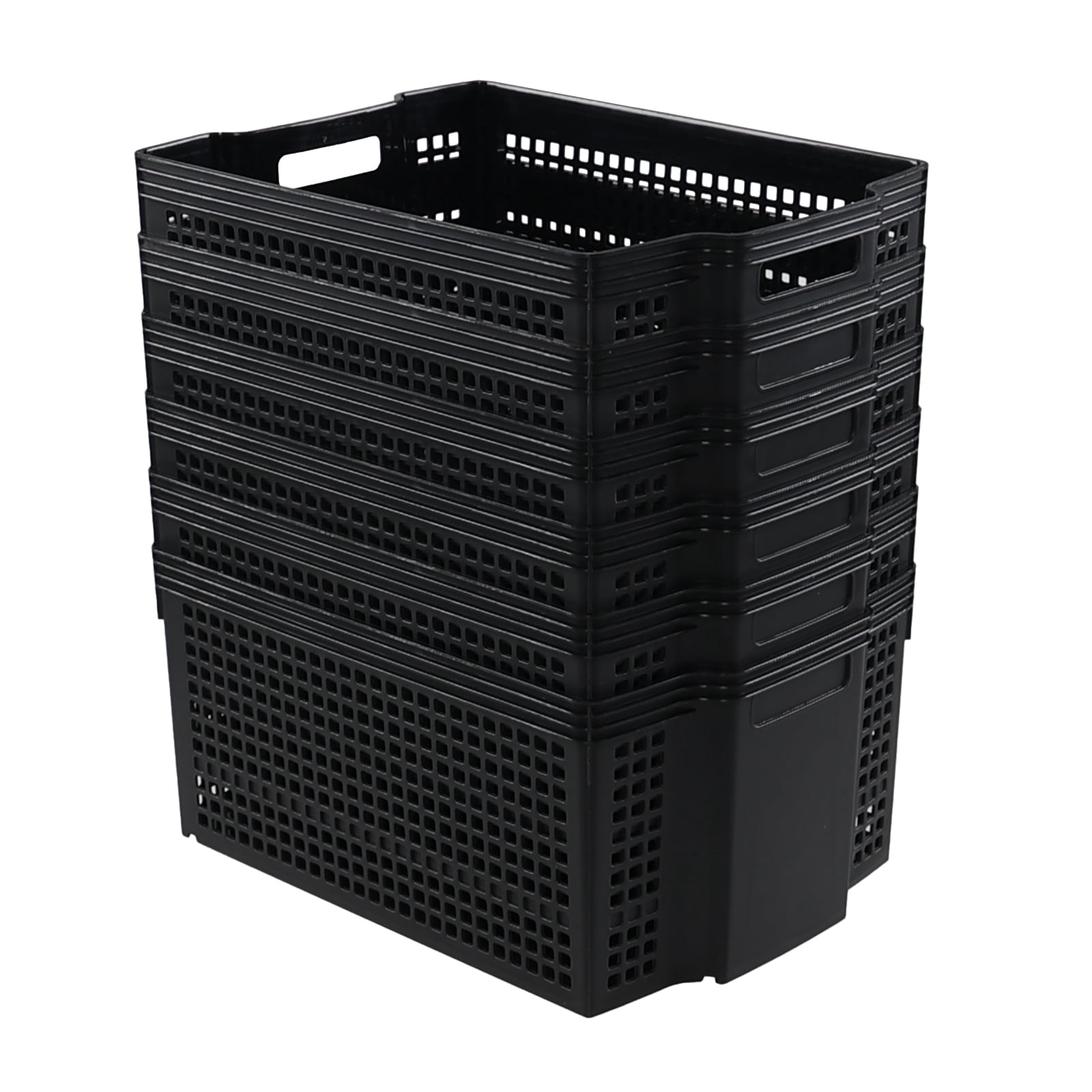 Gloreen 6 Pack Large Plastic Basket for Organizing, Black Stackable Storage Basket