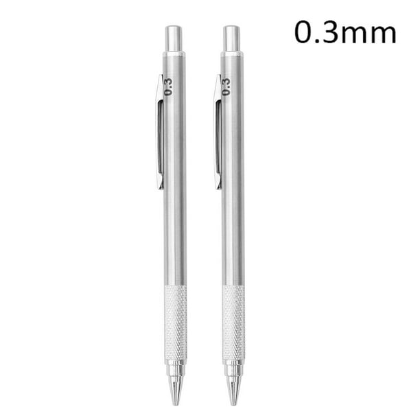 Lápiz mecánico de Metal para dibujo, Juego de lápices HB automáticos con cables, suministros de arte para escritura, oficina y escuela, 0,3/0,5/0,7/0,9/1,3mm