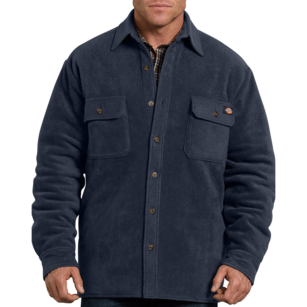 Micro Fleece Quilted Shirt Jacket Navy 
