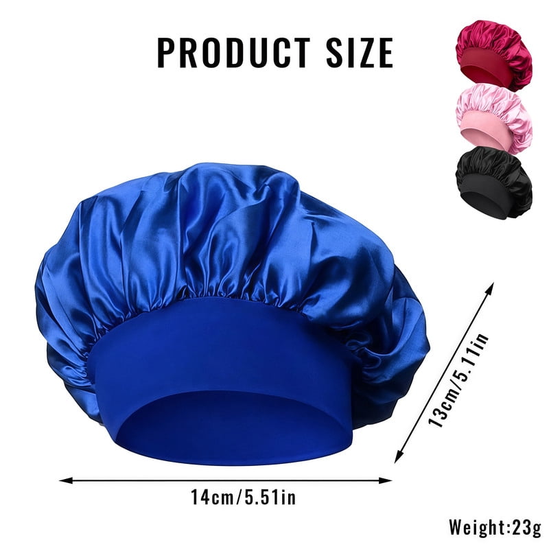 4 Pack Satin Silk Sleep Bonnet with Soft Band, Adjustable Cap for Men Women Curly Hair