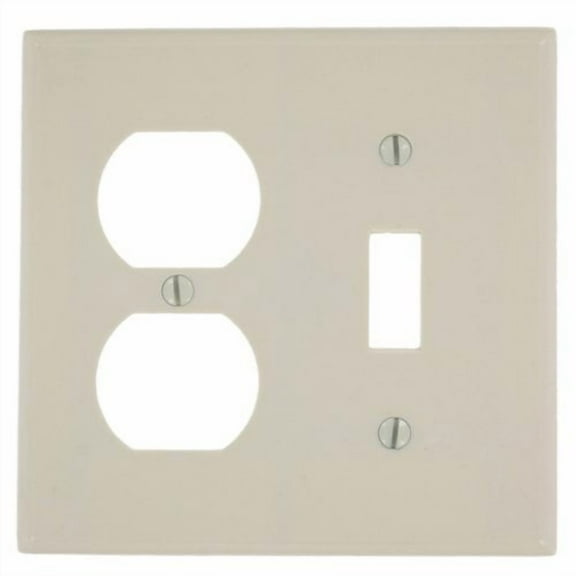 Leviton 78005 Light Almond Two Gang Combination Toggle Switch Duplex Receptacle Wall Plate