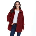 thumbnail image 3 of Women's Weathercast Button Front Boucle Topper Coat with Knit Sleeves Color: Teal Size: MEDIUM, 3 of 4