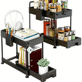 thumbnail image 1 of Organizadores y Almacenamiento Bajo el Fregadero, Almacenamiento de Gabinete de Cocina Organizador de Canasta Extraíble de Cajón de 2 Niveles Estante de Almacenamiento de Baño con Ganchos, 1 of 4