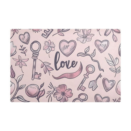 

Dish Drying Mat Microfiber Kitchen Dish Pad Counter Absorbent Drainer Rack 12 x18 Hearts Flowers Keys