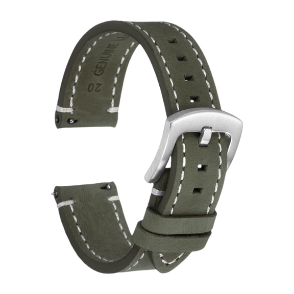 Uxcell Leather Watch Bands, 20mm Width Quick Release Watch Strap Cowhide Replacement Wrist Band Silver Buckle for Men Women, Gray