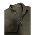 thumbnail image 6 of Cotton Quarter Zip Sweatshirt for Men Ghalytn Collared Long Sleeve Pullover - Casual Solid Top, 6 of 7