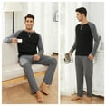 thumbnail image 3 of Mens Cotton Pajama Sets Long Sleeve Sleepwear for Men 2 Piece Mens Loungewear Sets with Pocket, Sizes S-XXL, 3 of 11
