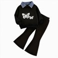 thumbnail image 4 of Toddler Baby Girl Clothes 24 Months 2T 3T 4T 5T 6T 7T Fall Winter Outfits Contrast Color Long Sleeve Sweatshirt + Flare Pants Sets J Size 6-7 Years, 4 of 4