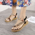 thumbnail image 7 of OAVQHLG3B Women's Bohemian Flat Flower Low Wedge Sandals Summer Outer Footwear Beach Sandals, 7 of 7