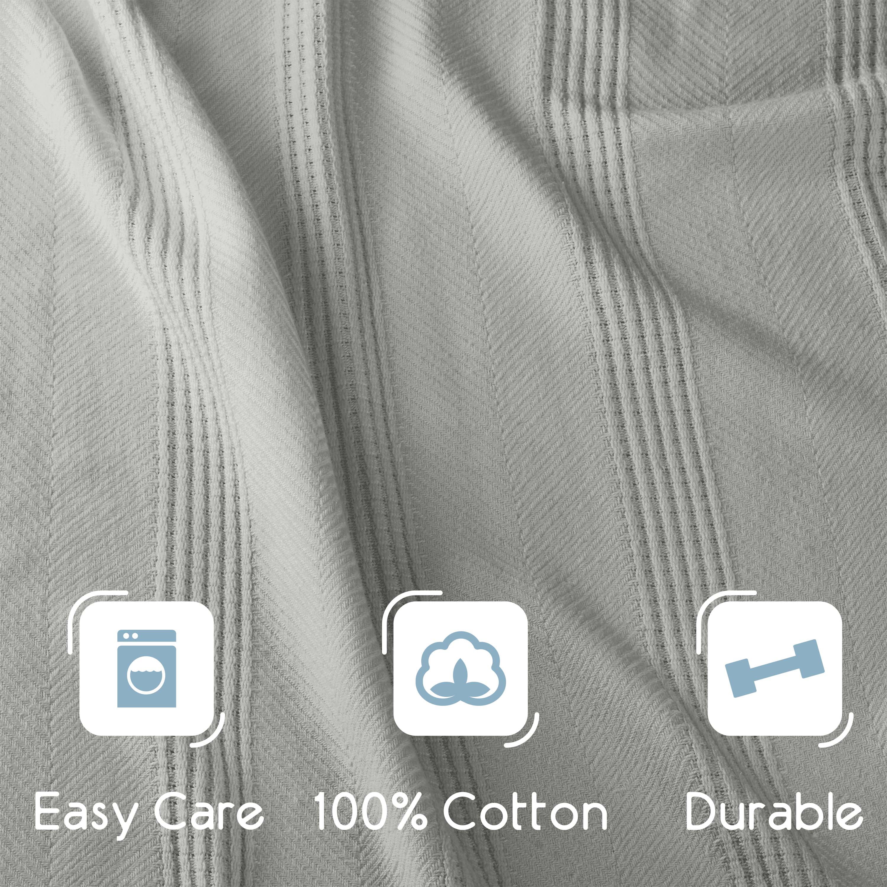Lightweight Breathable 100% Cotton Knit Blanket – All-Season Bed Blanket – Twin Size – Gray