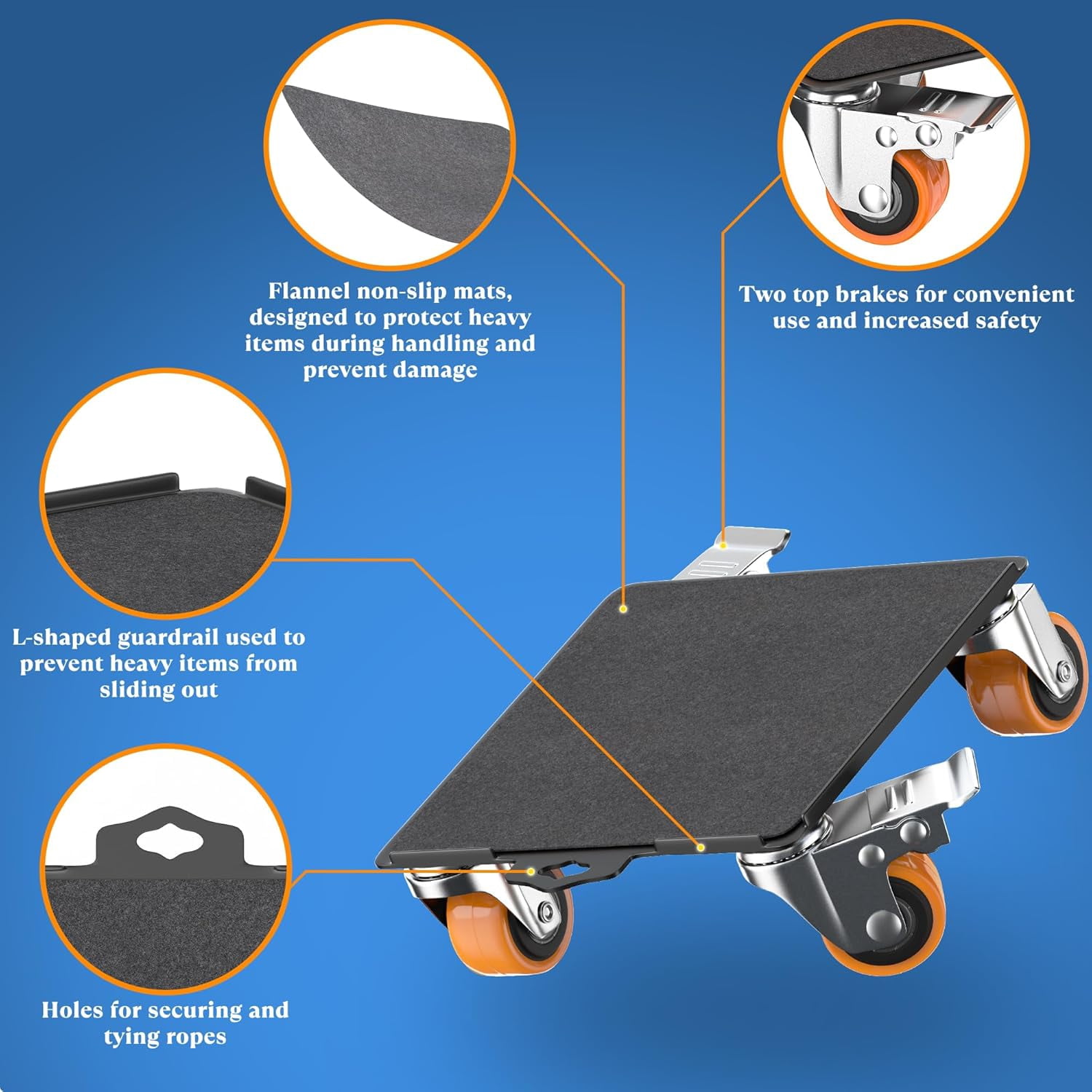 Heavy Duty Furniture Movers with Wheels - 2000 lb Capacity Dolly Set for Moving Piano Equipment