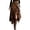 Brown, variant on Women Western Retro Skirt, Suede and Lace Patchwork Midi Skirt, Elegant High Low Asymmetrical Hem Casual Skirt,Brown,S