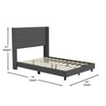 thumbnail image 5 of Merrick Lane Modern Full Platform Bed with Padded Channel Stitched Charcoal Faux Linen Upholstered Wingback Headboard and 8.6" Underbed Clearance, 5 of 11