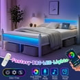 thumbnail image 5 of Chuangshuo Guard Full Size Bed Frame with LED Storage Headboard Shelf , Metal Platform Bed, Noise-Free, White, 5 of 8
